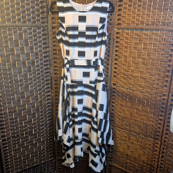 Calvin Klein Dresses & Skirts - Geometric Pale Pink & Black High Low Dress x Calvin Klein